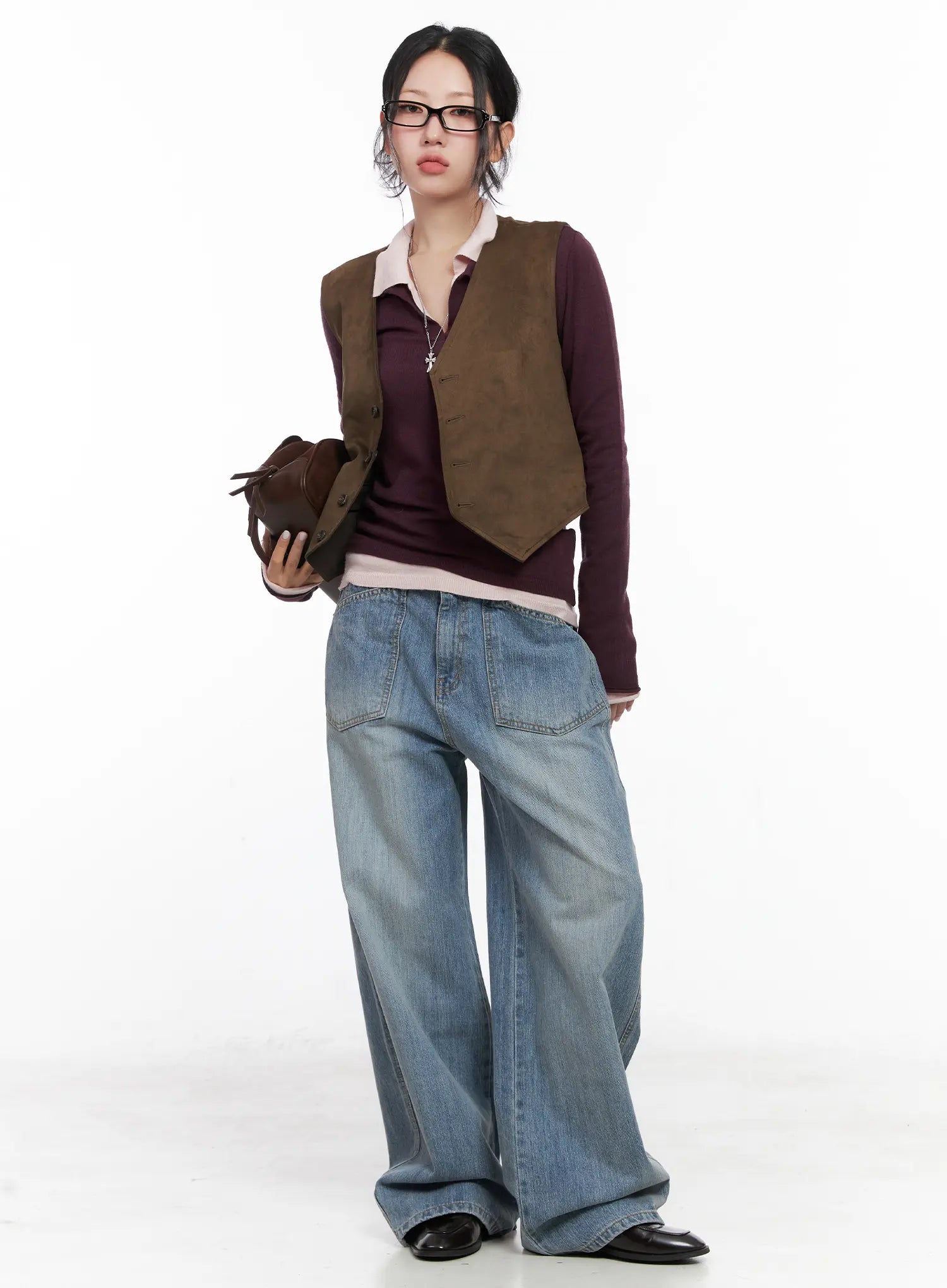 Macie Button Detail Wide-Leg Jeans CN514