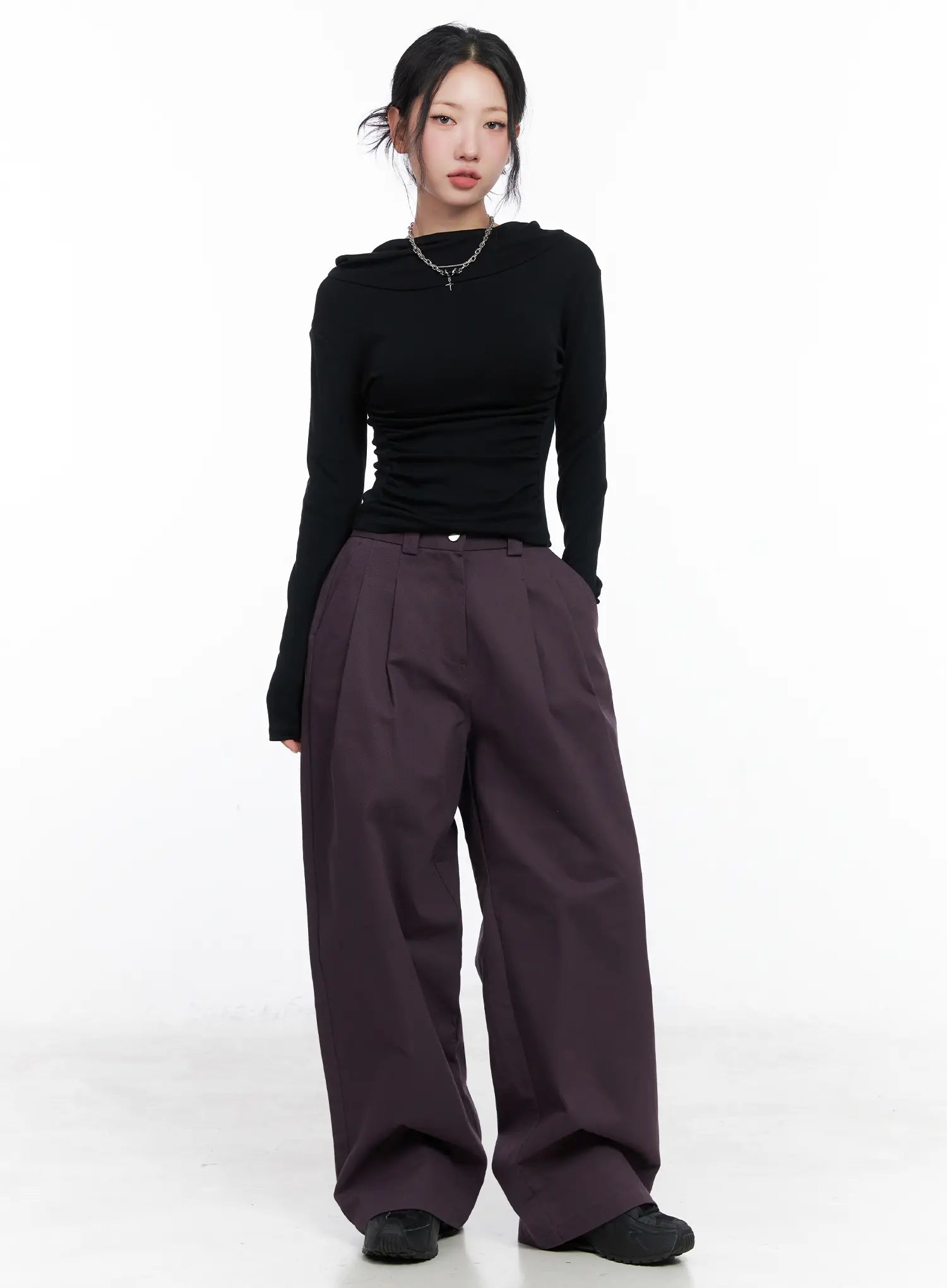 Oversized Pintuck Wide Cotton Pants CN514