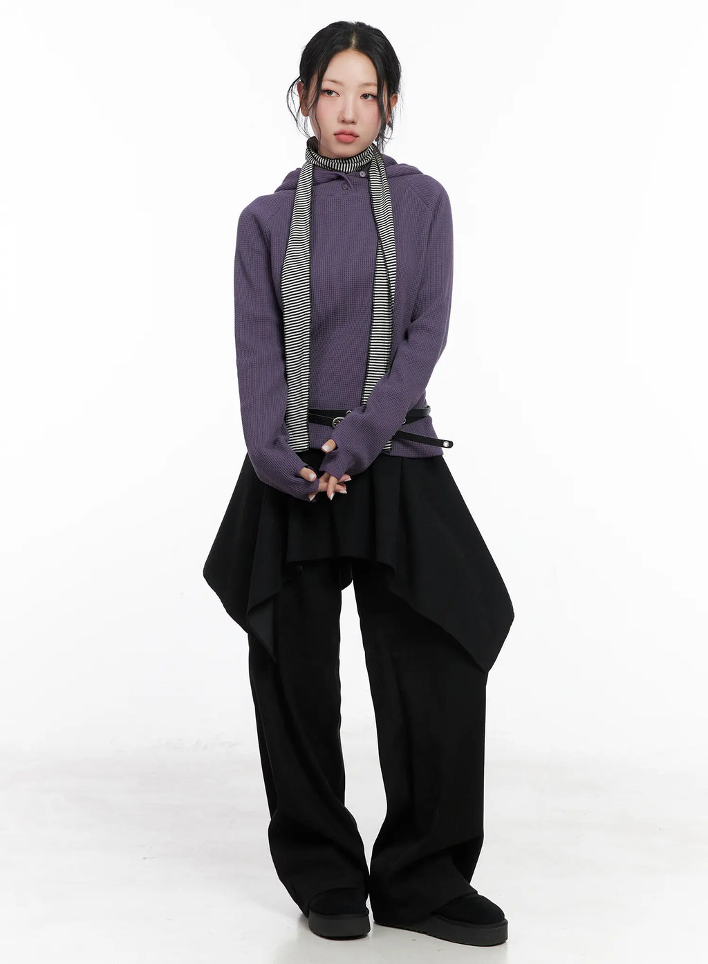 Asymmetric Layered Skirt Pants CN514