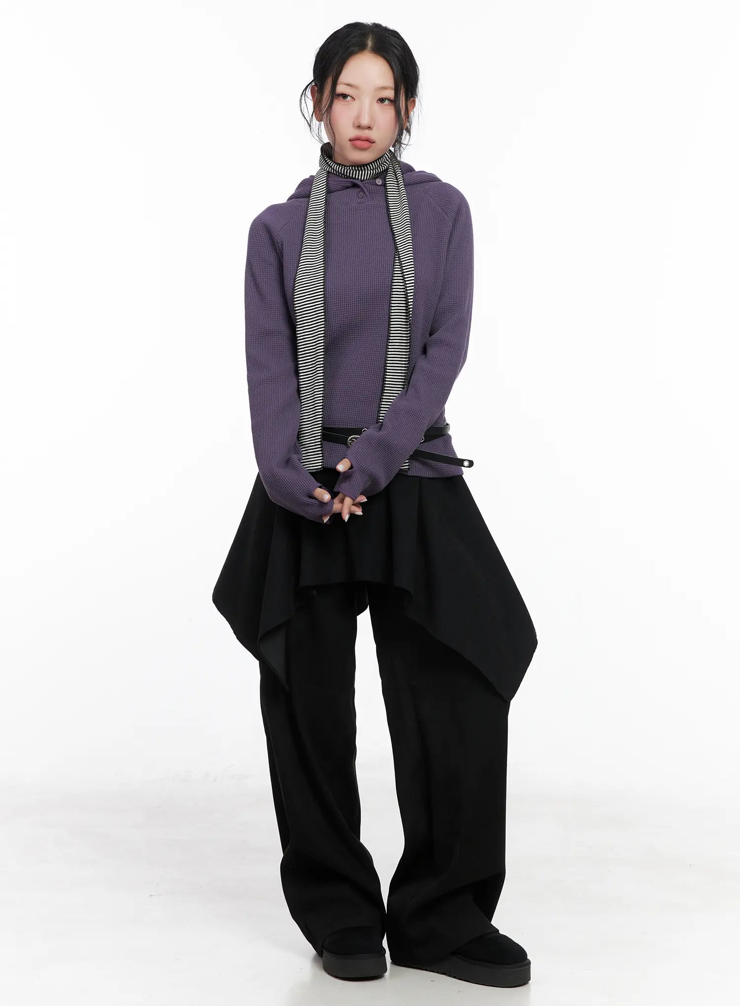 Asymmetric Layered Skirt Pants CN514