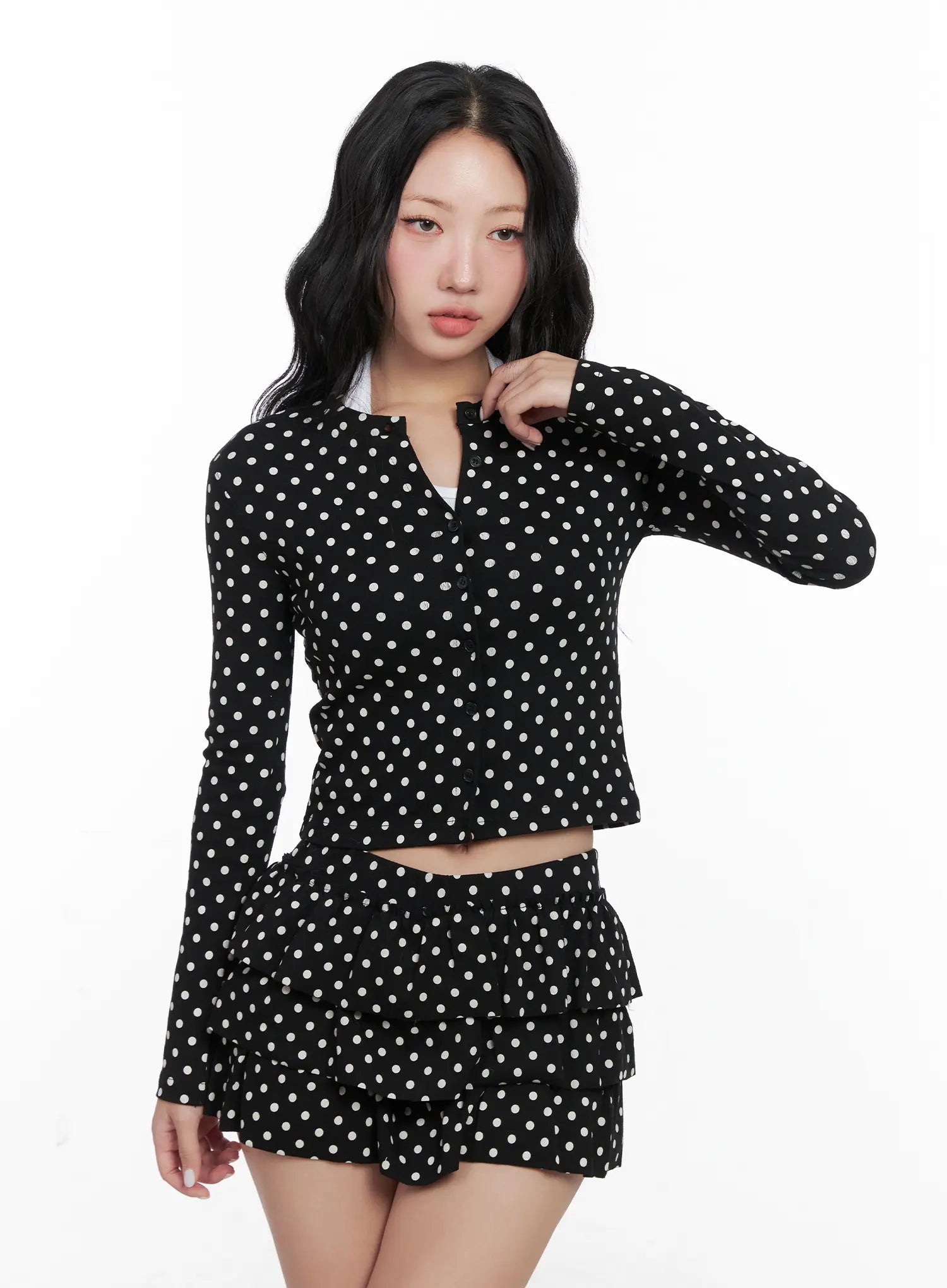 Polka Dot Crop Cardigan CN514