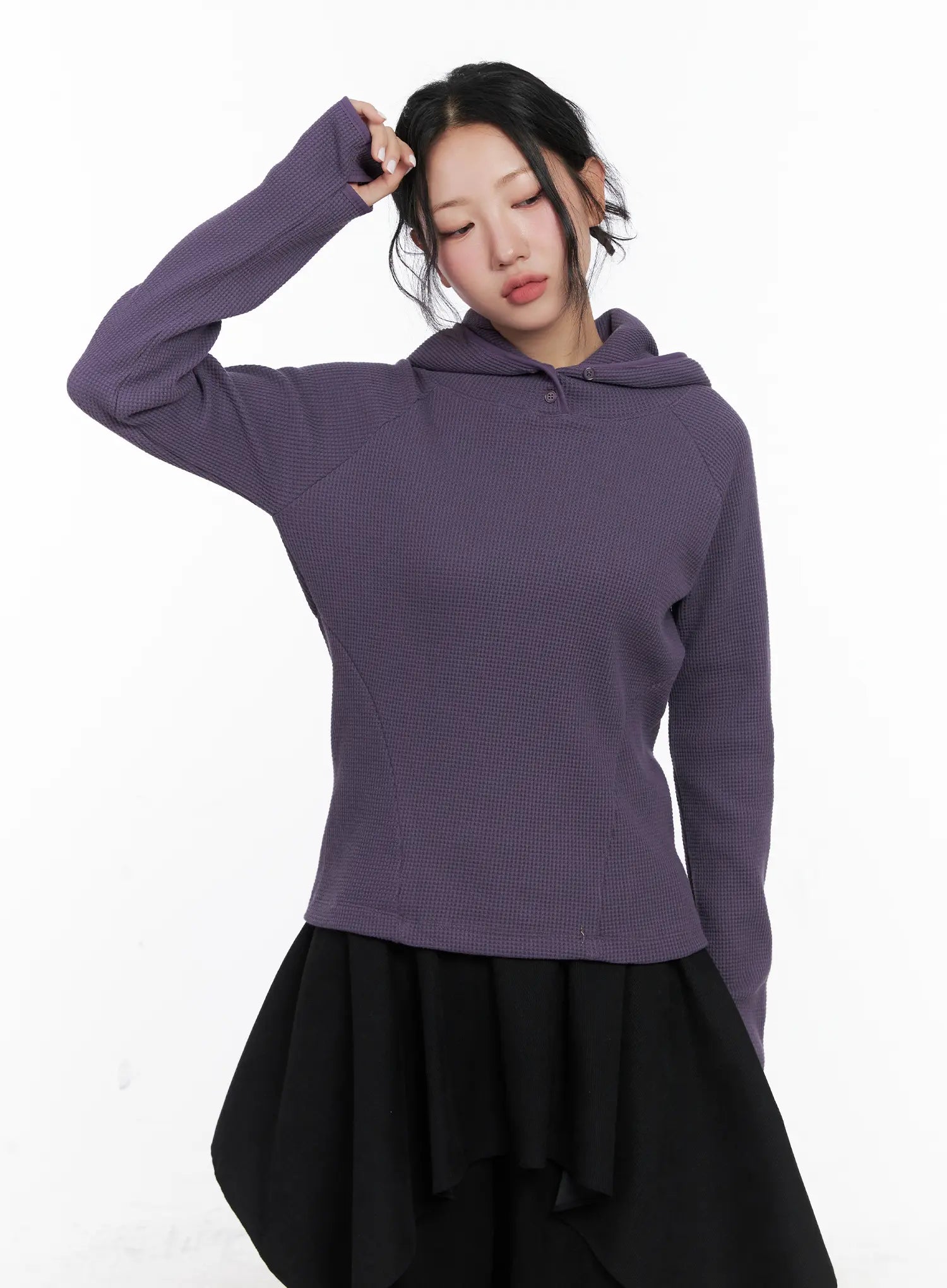 High Neck Layered Hoodie CN514