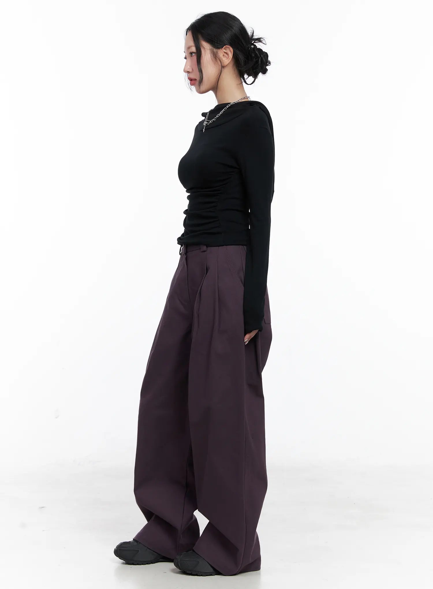 Oversized Pintuck Wide Cotton Pants CN514
