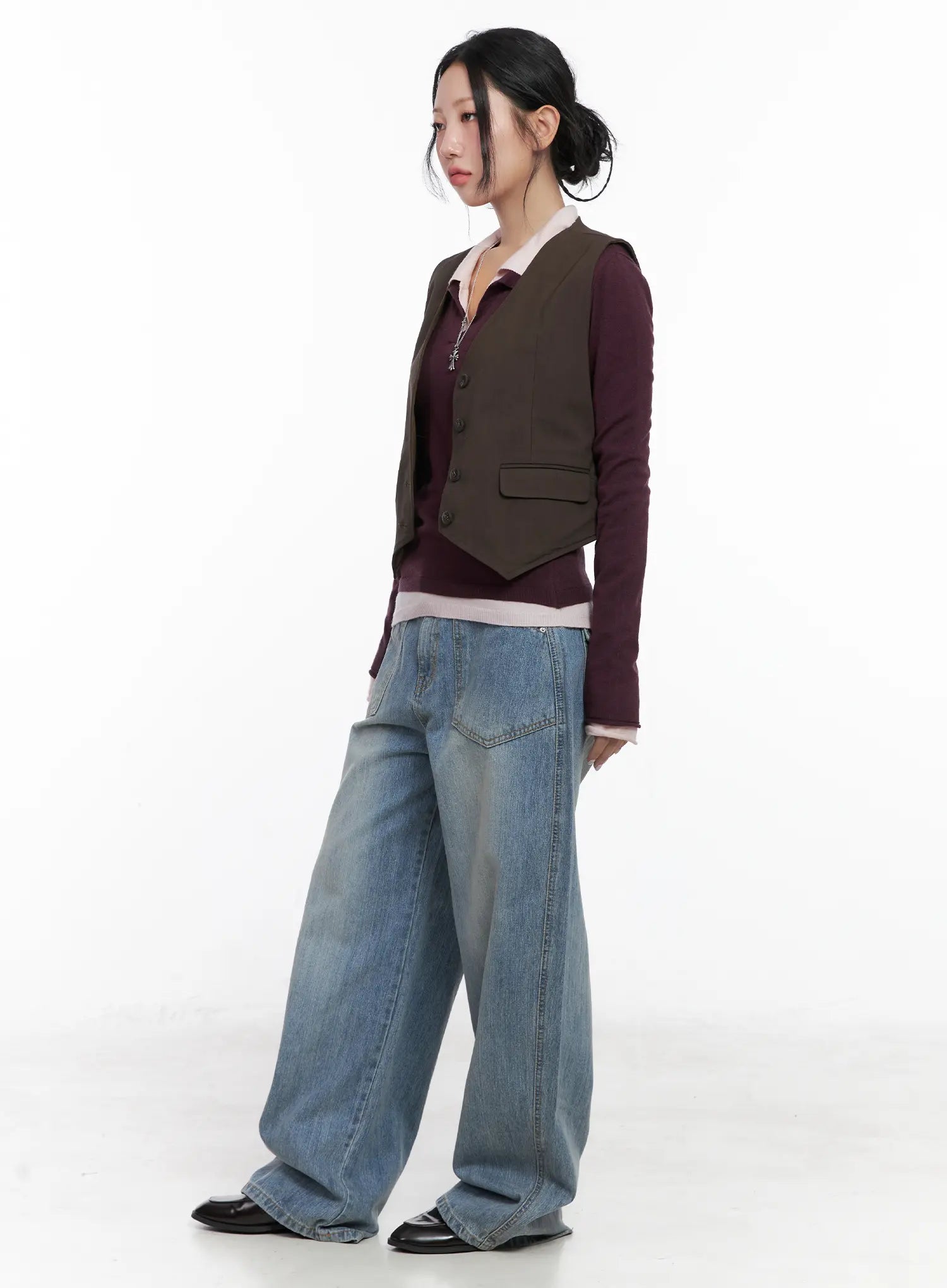 Macie Button Detail Wide-Leg Jeans CN514