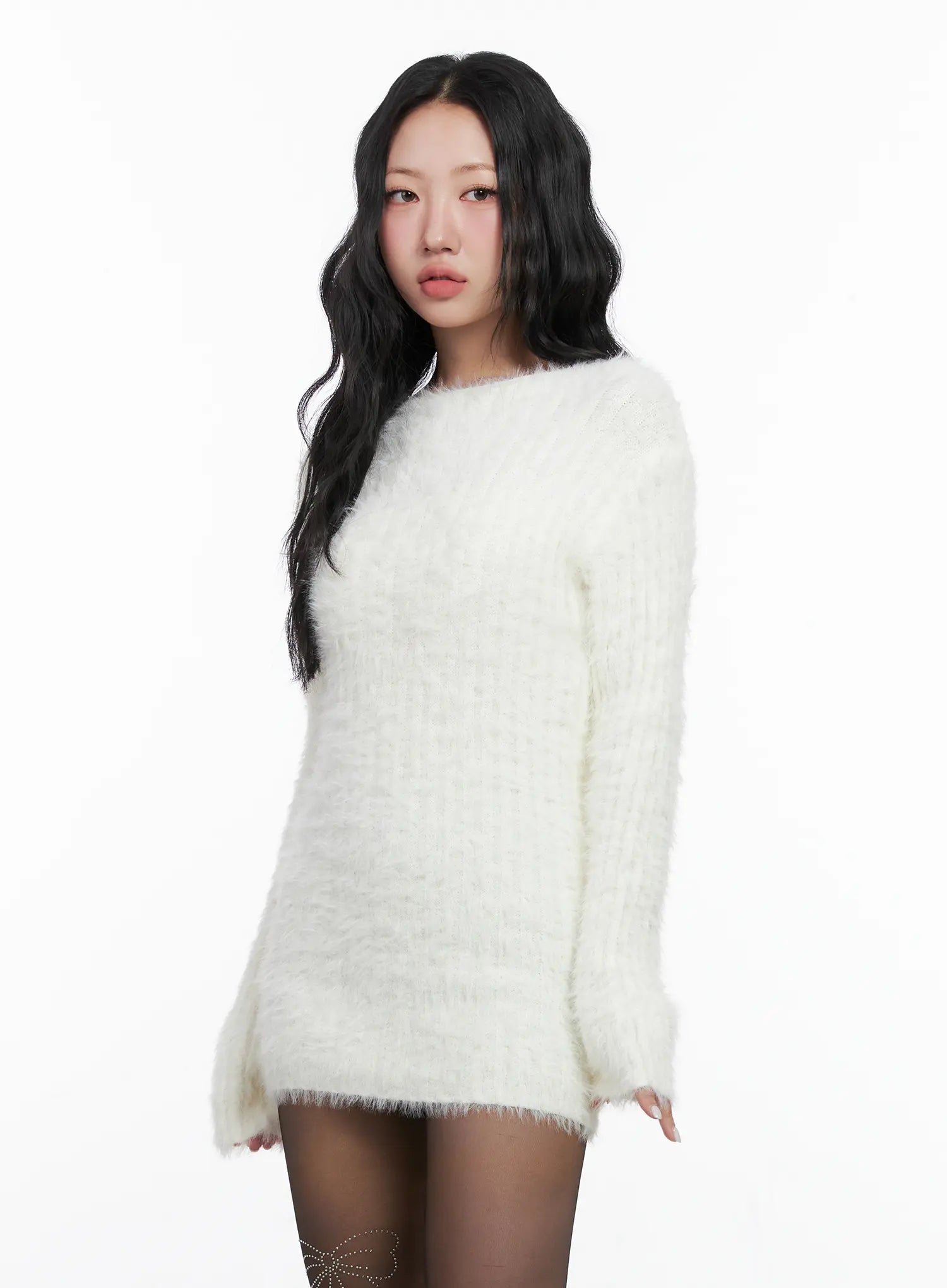 Fuzzy Knit Mini Dress CN514