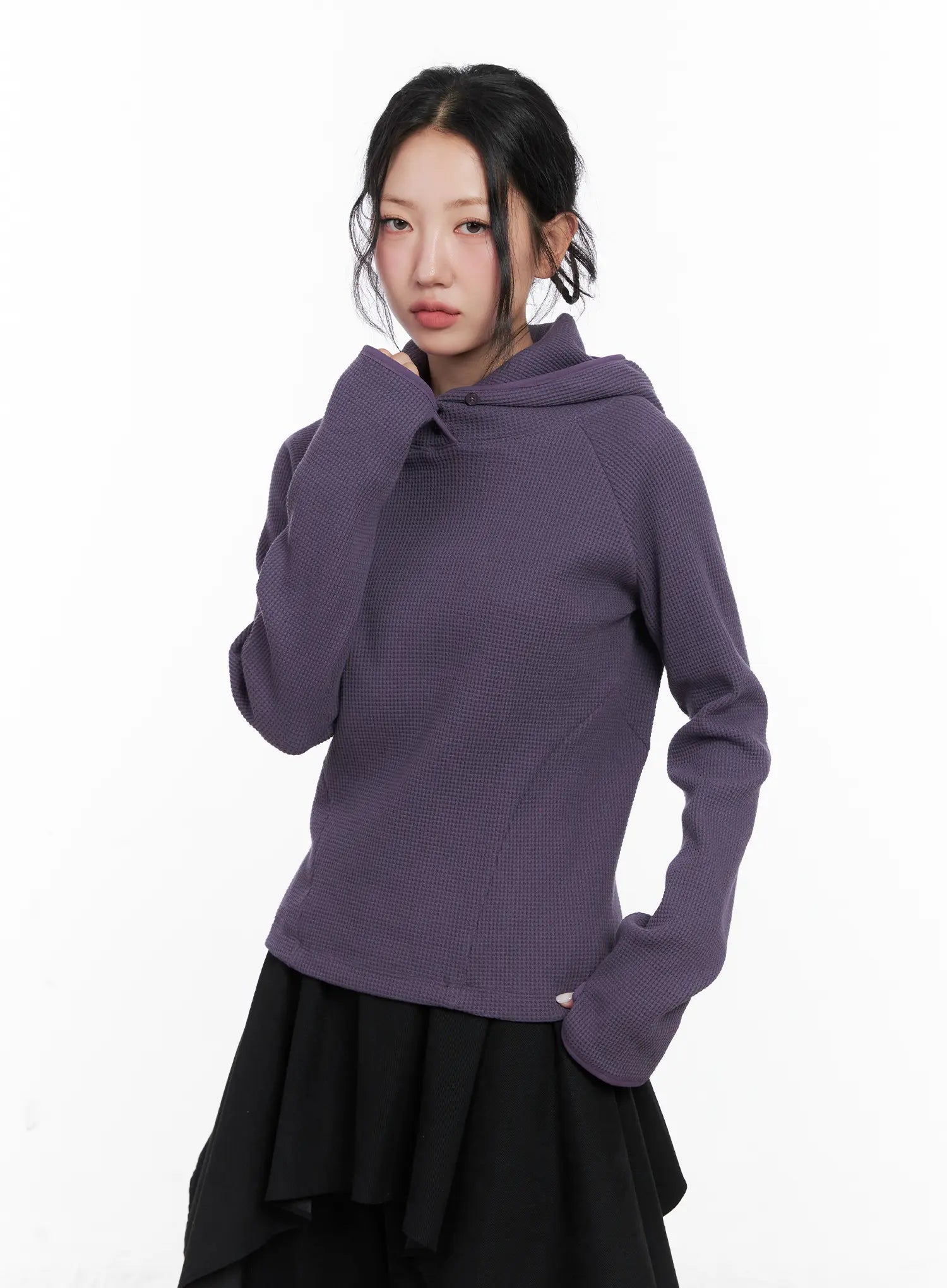 High Neck Layered Hoodie CN514