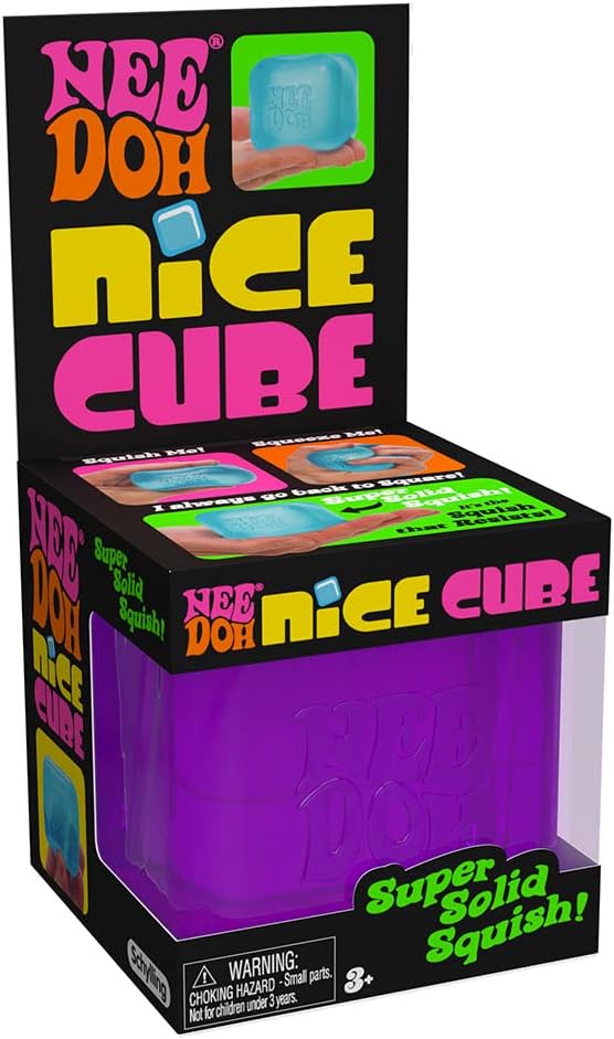 Schylling Needoh Nice Cube Sensory Toy with a Super Solid Squish - Colors May Vary 3 Pack