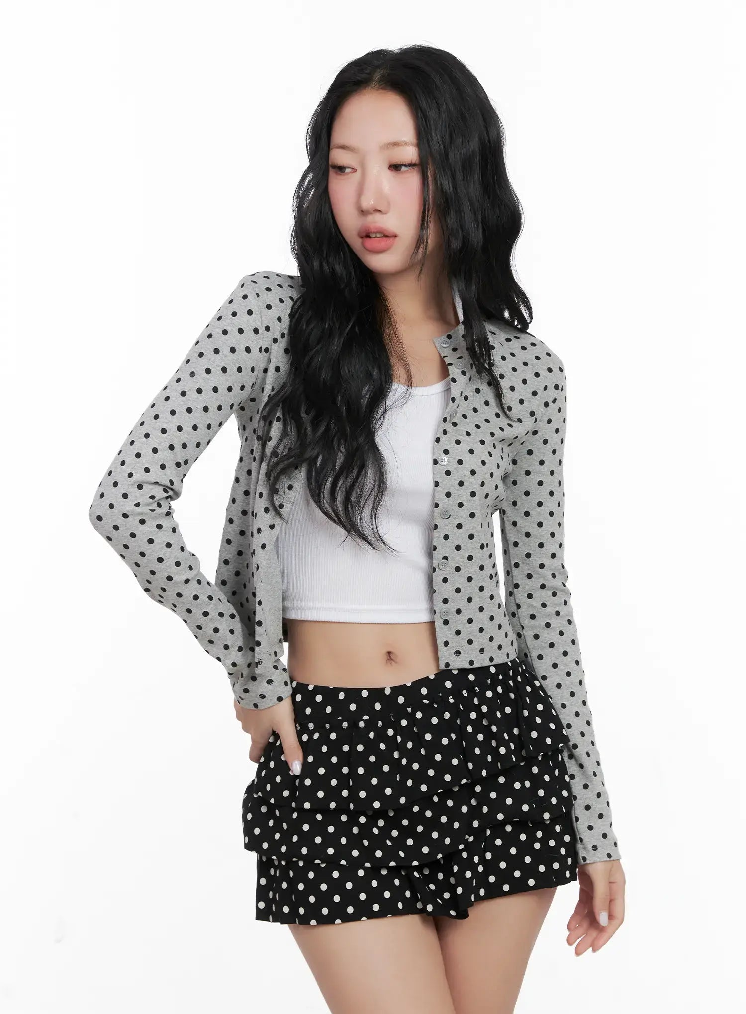 Polka Dot Crop Cardigan CN514