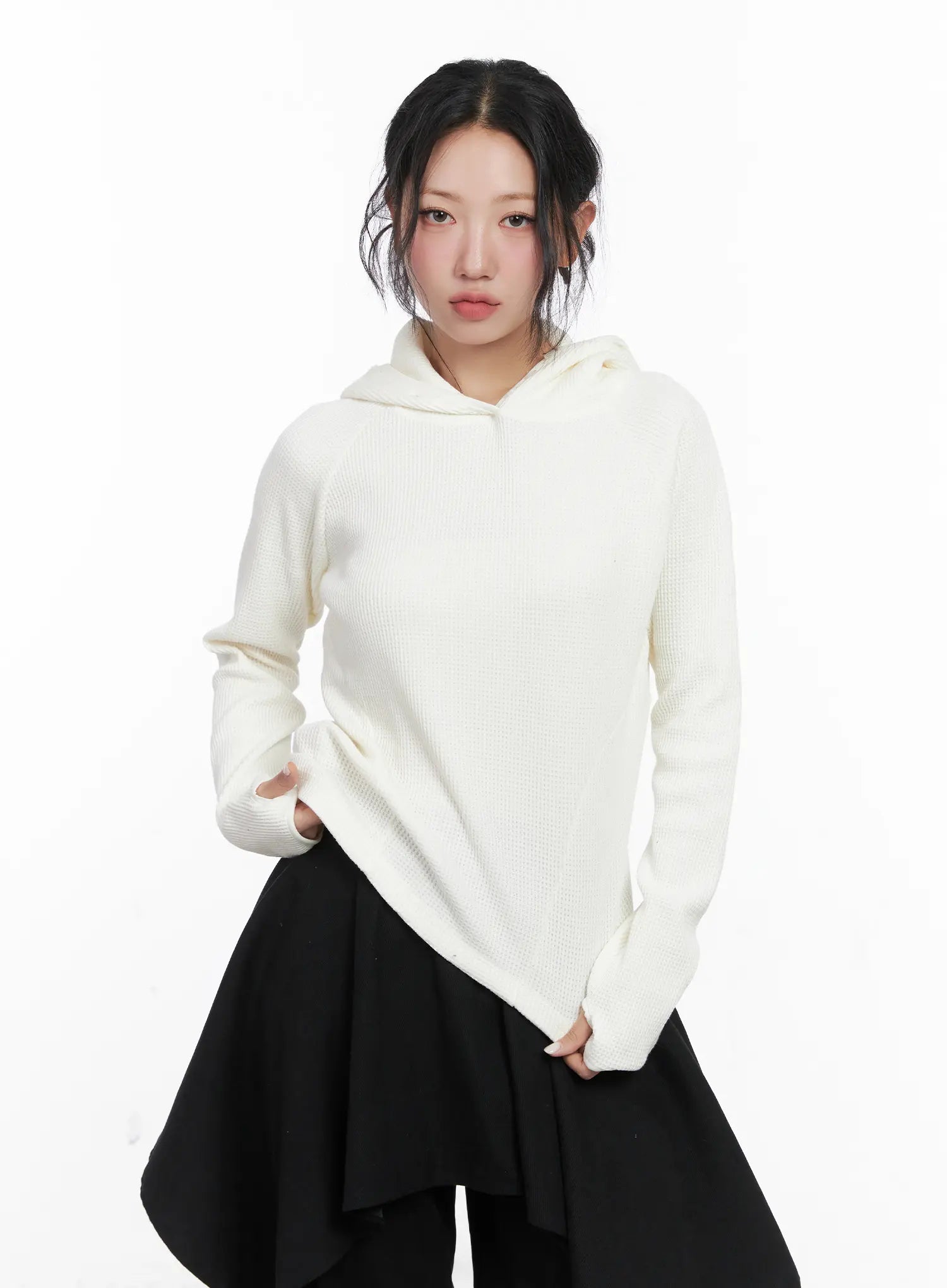 High Neck Layered Hoodie CN514